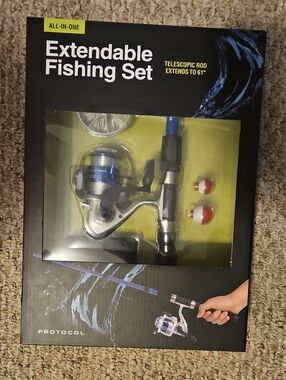 Extendable Fishing Set - Blue and Silver